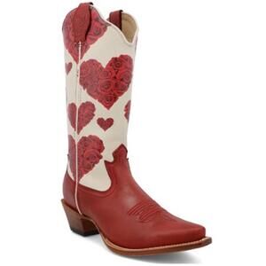 NWT Twisted X STEPPIN OUT Red/White Rose/Heart Western Cowboy Core Boots 7